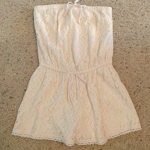 White Lace Strapless Romper